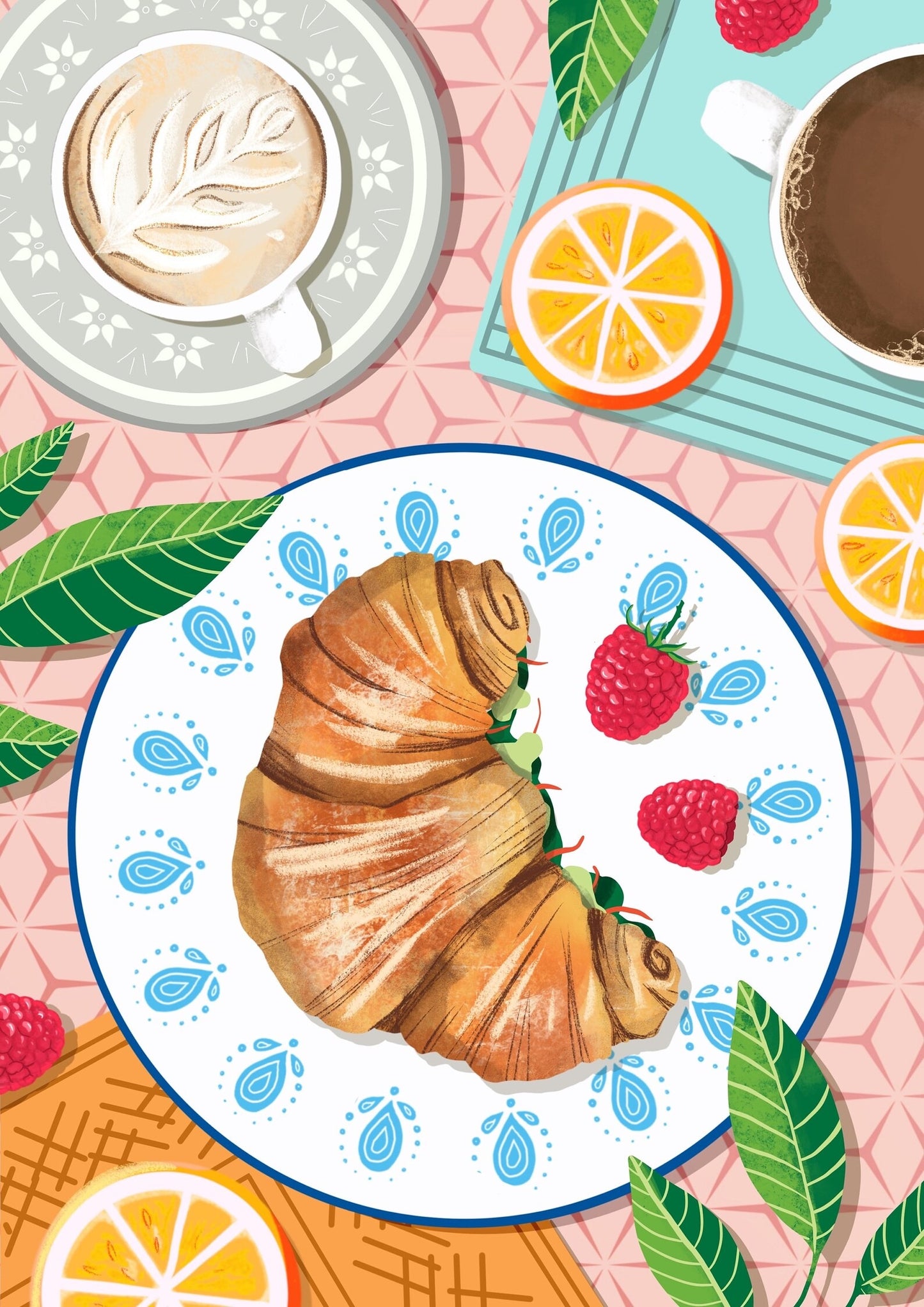 Croissant Breakfast Art Print